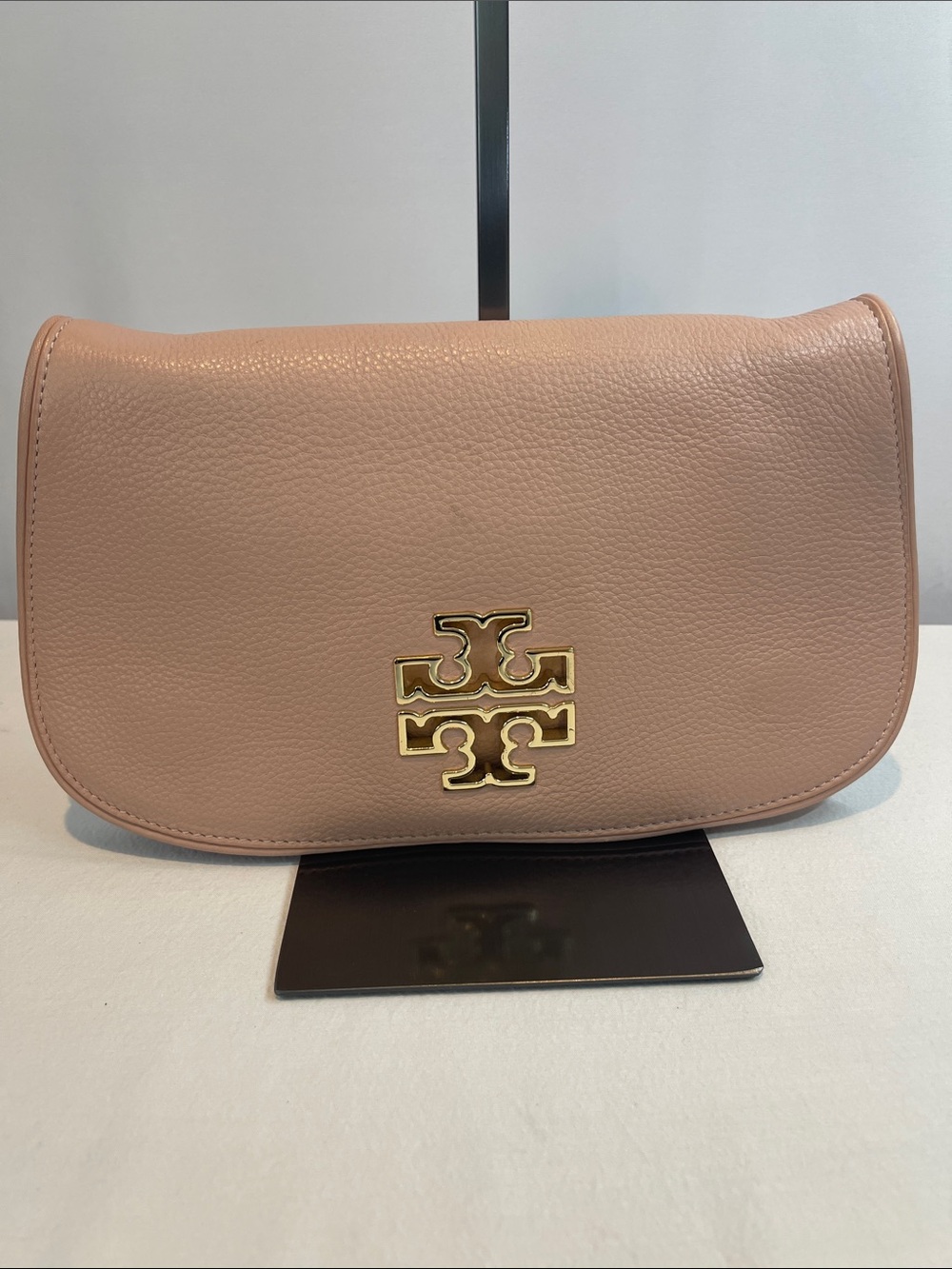 Tory Burch Britten Convertible Chain Shoulder Bag Blush Pink Pebbled Leather